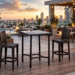 Outdoor Bar Dining Sets FOH-OT-CF1006T on a rooftop bar terrace