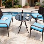 Outdoor Bar Dining Sets FOH-OT-CF1014B beside a resort pool