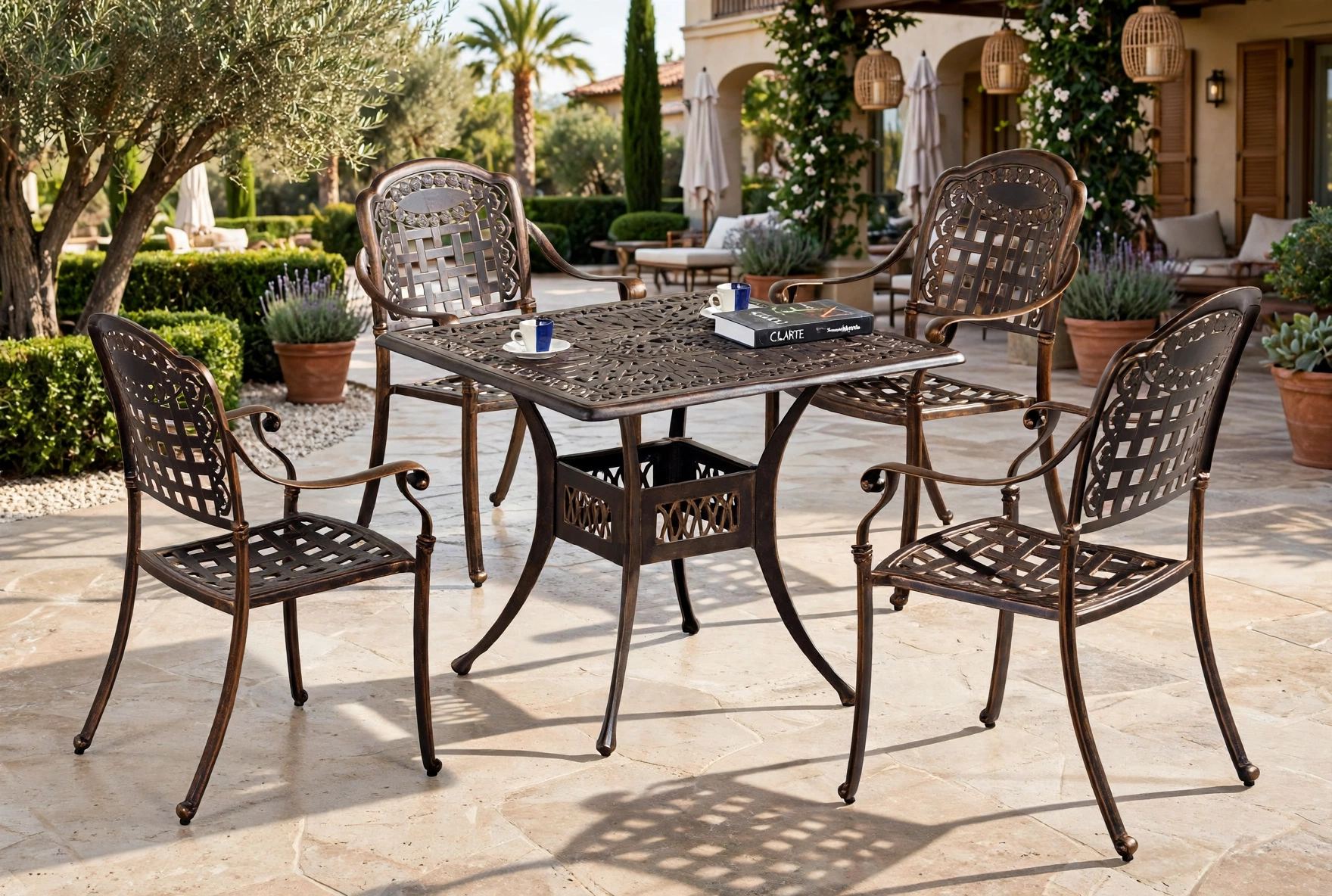 Outdoor Dining Table Set FOH-OT-CF1061 in a hotel garden