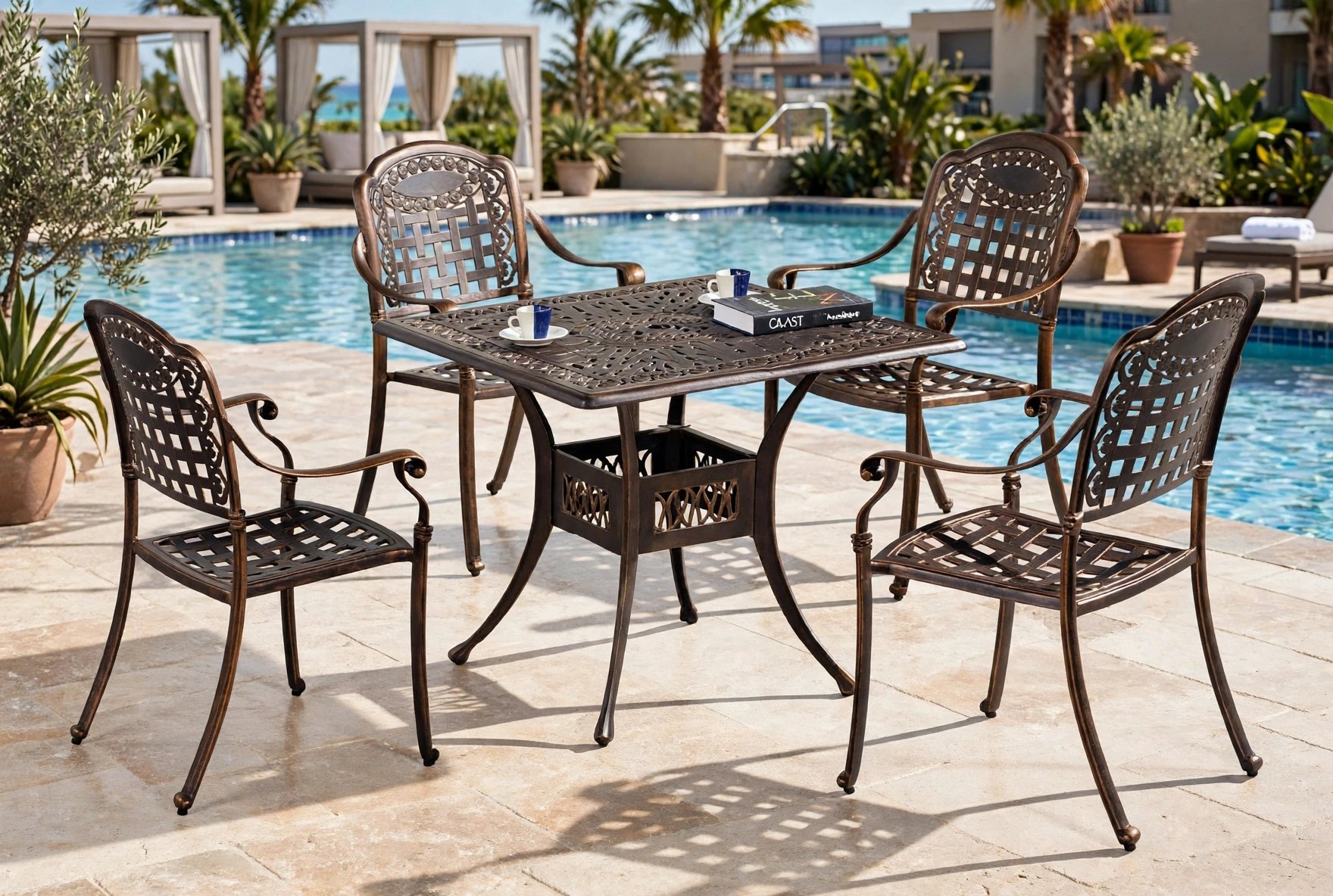 Outdoor Dining Table Set FOH-OT-CF1061 on a resort patio