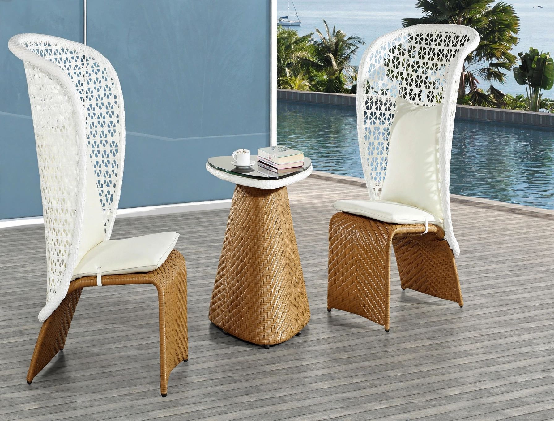 Outdoor Coffee Tables FOH-OT-CF2047C beside a resort pool