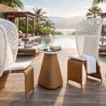 Outdoor Coffee Tables FOH-OT-CF2047C on a spa resort terrace