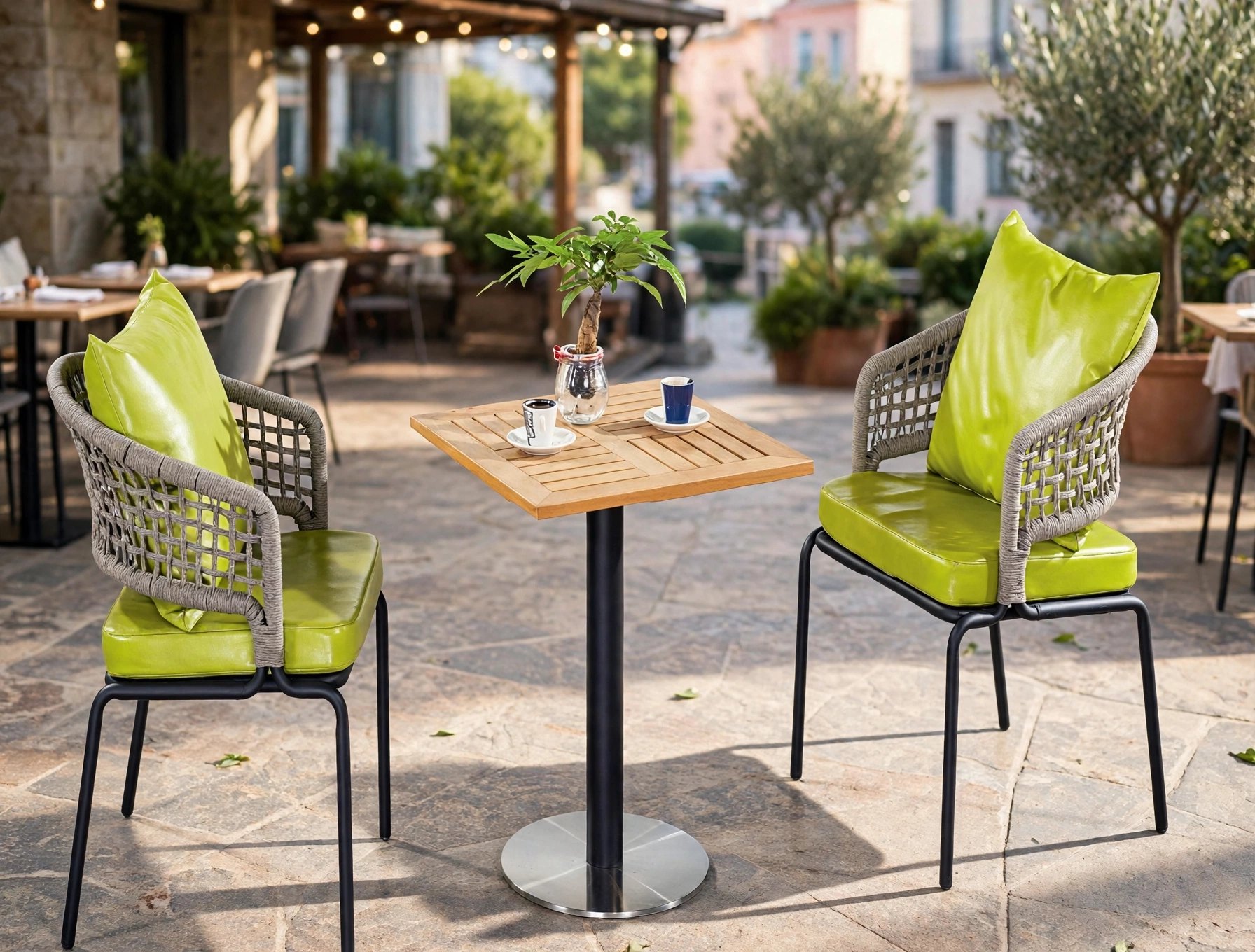 Outdoor Coffee Tables FOH-OT-CF2063D on a cafe terrace