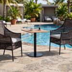 Outdoor Coffee Tables FOH-OT-CF2063T beside a resort pool