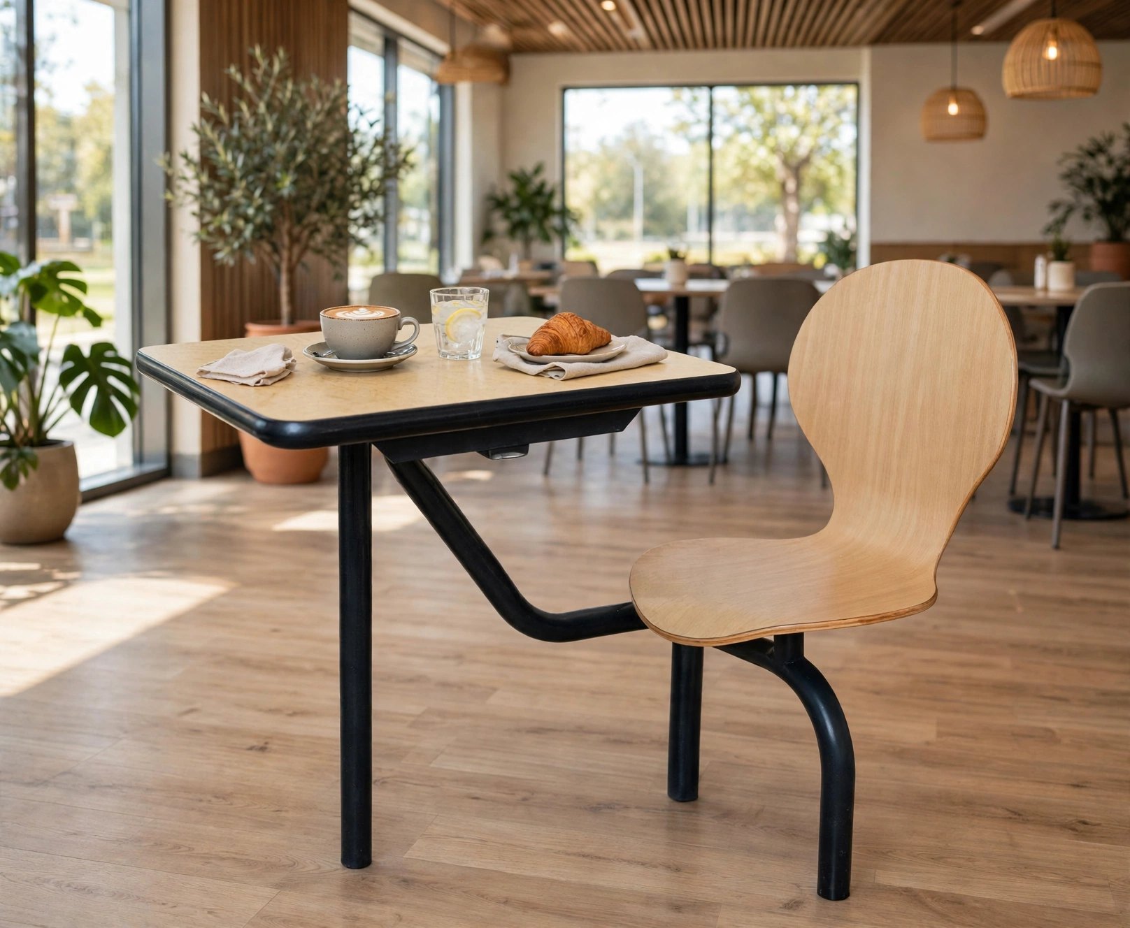 Connecting Table and Chair FOH-XM06-282 in a cafeteria