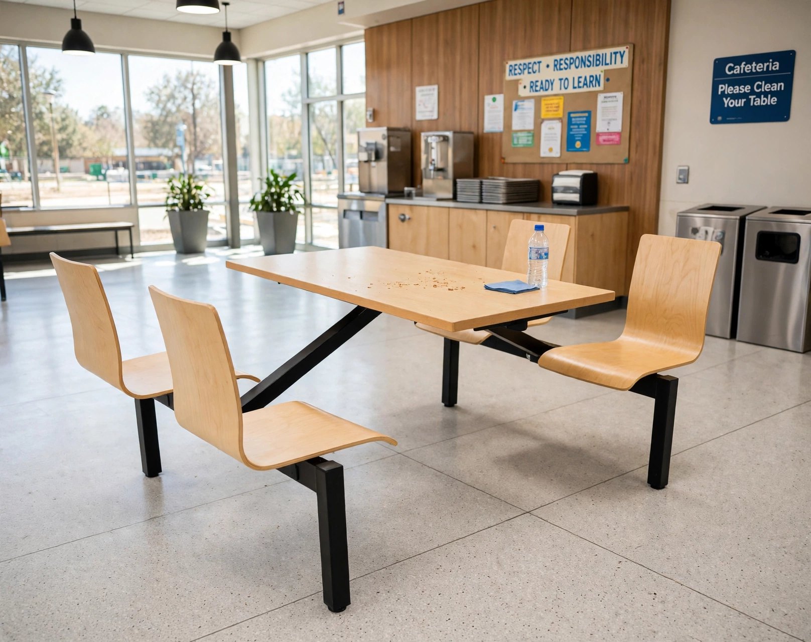 Connecting Table and Chair FOH-XM07-005 in a school cafeteria