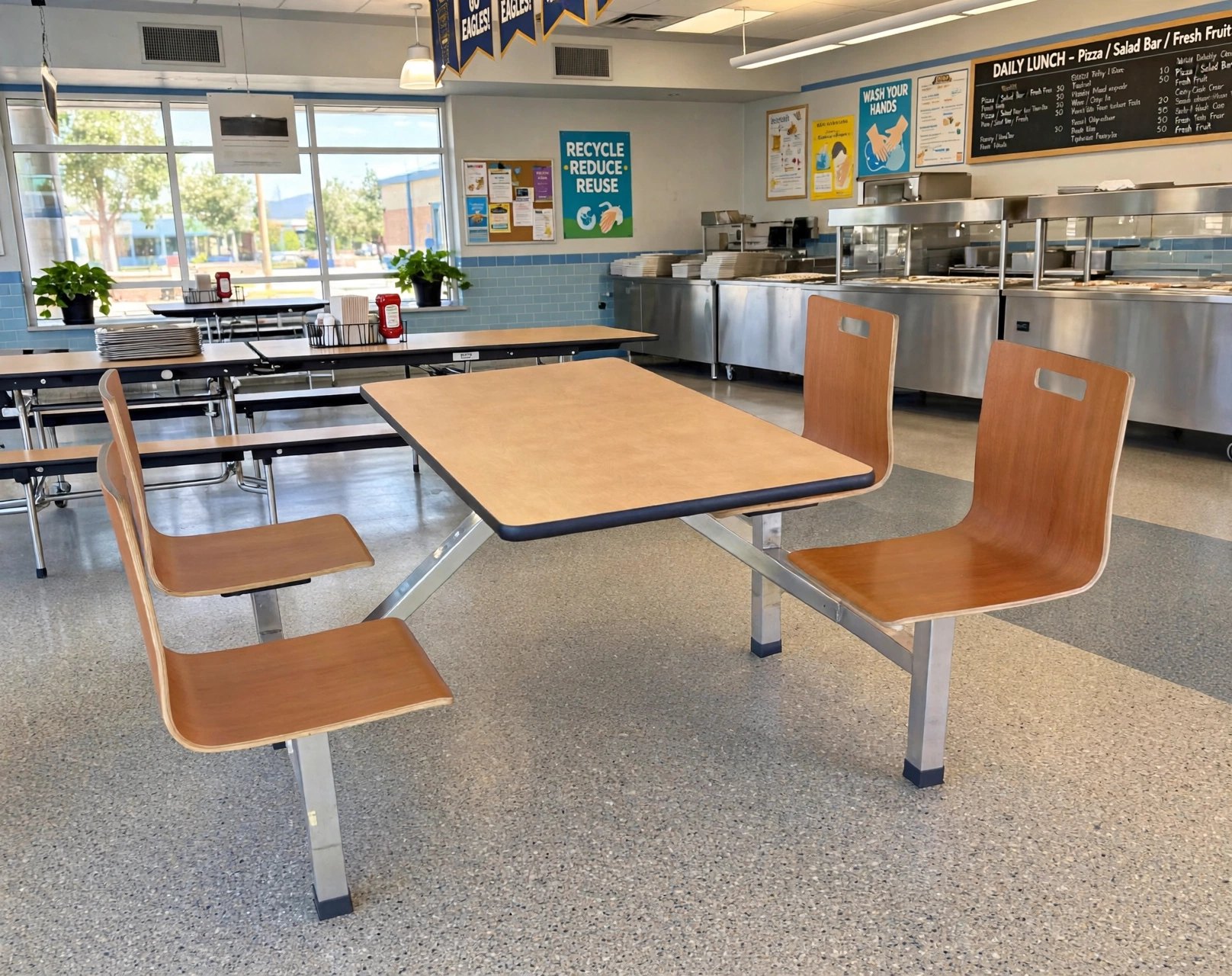 Connecting Table and Chair FOH-XM07-429 in a school cafeteria