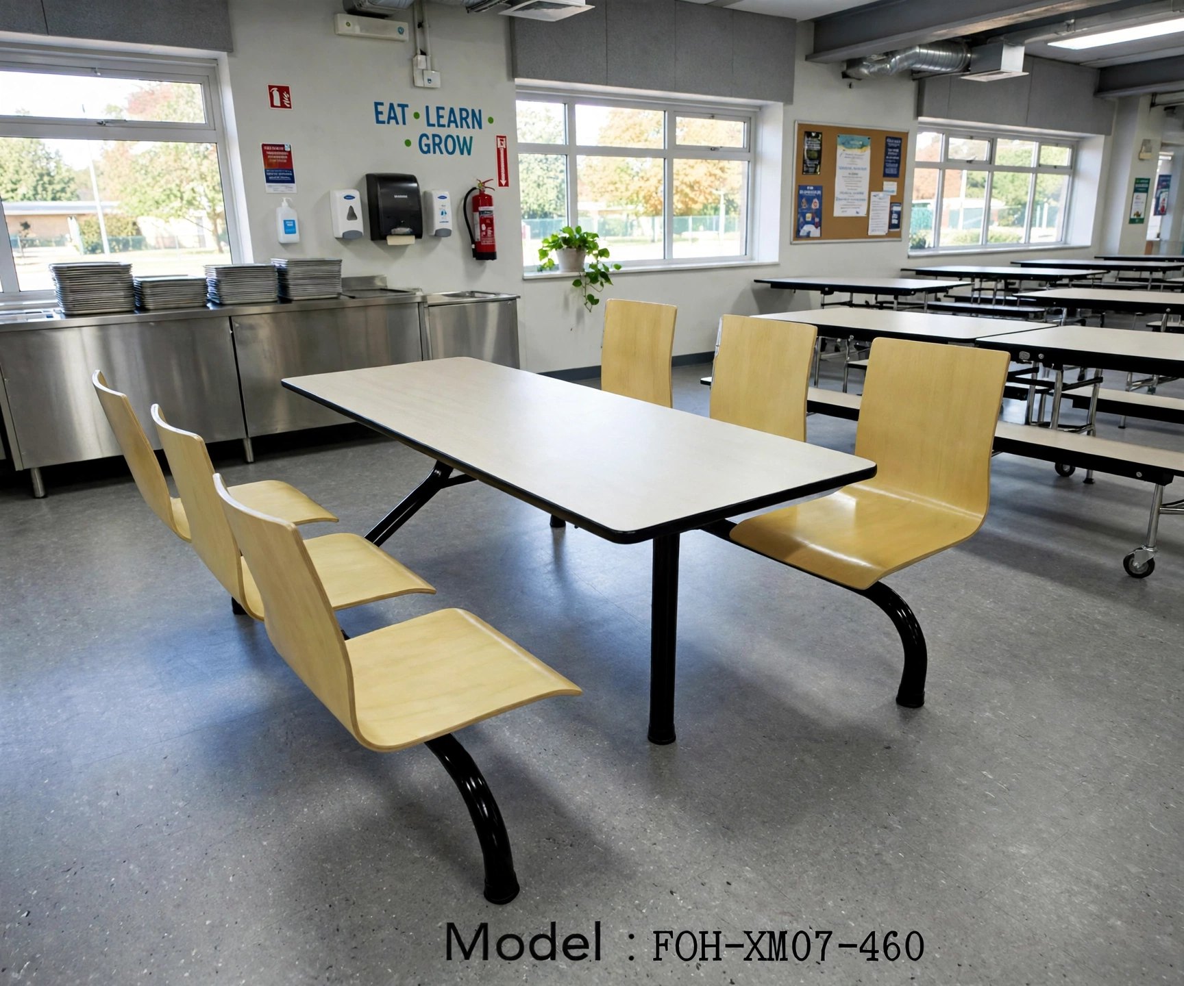 Connecting Table and Chair FOH-XM07-460 in a school cafeteria
