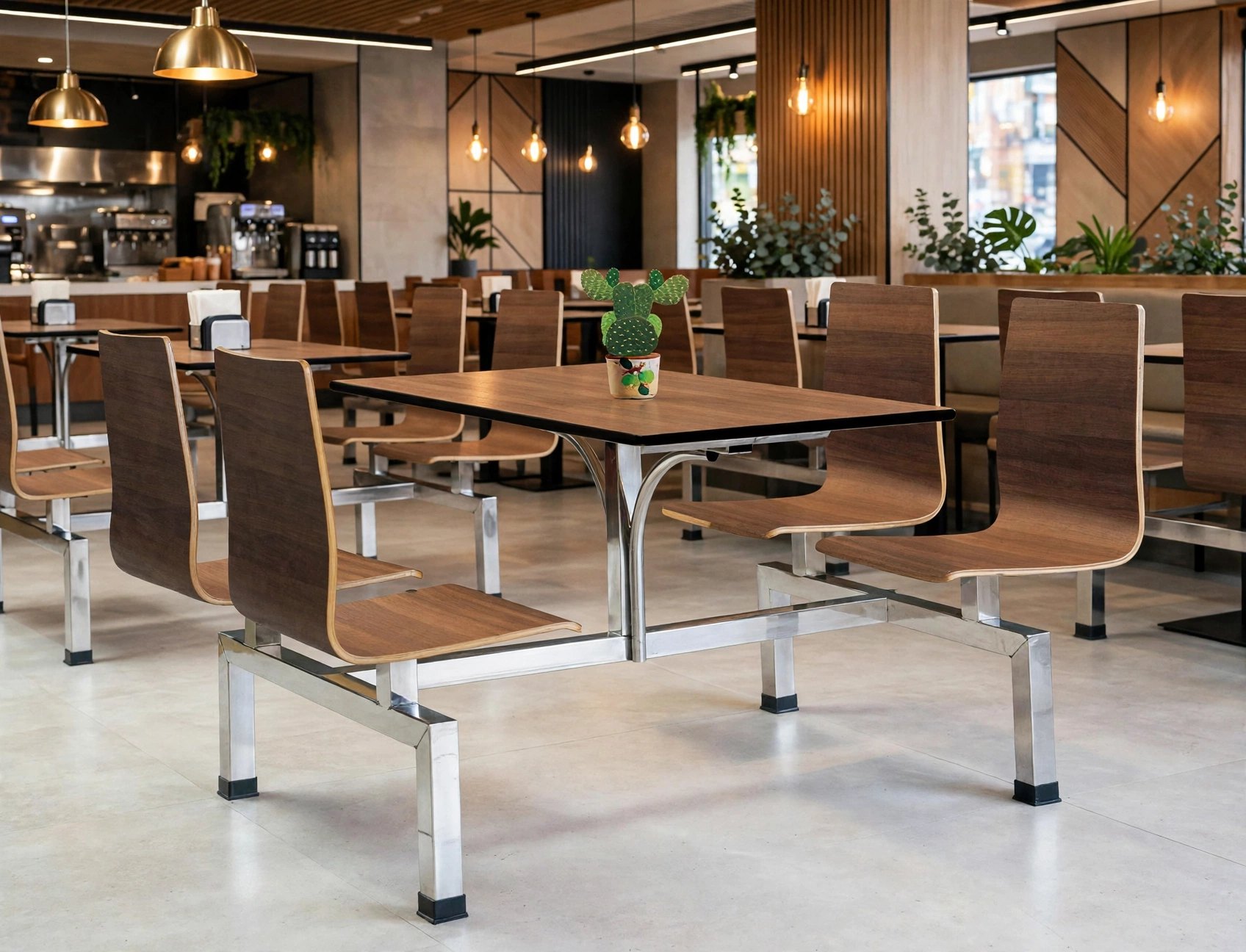 Connecting Table and Chair (Model FOH-XM08-423) in a restaurant
