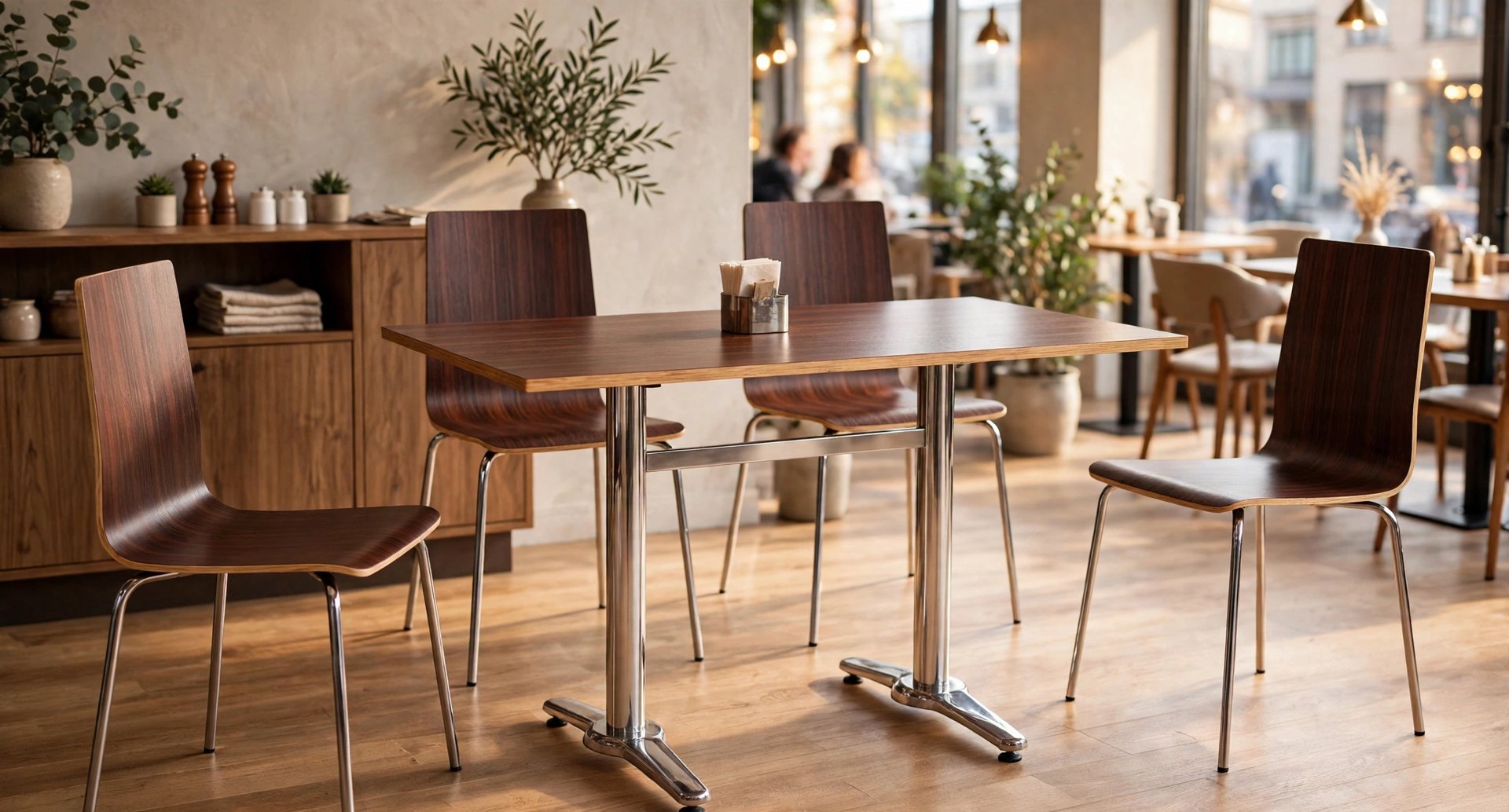 Common Table and Chair Set FOH-XM17-605 in a cafe