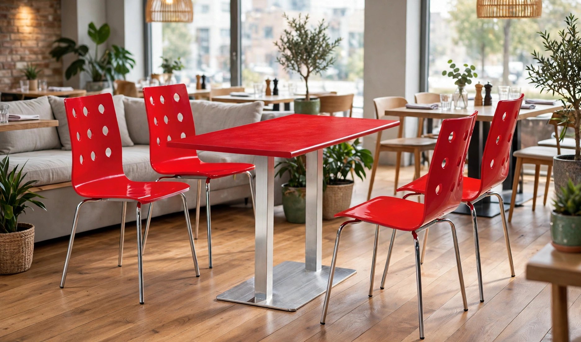 Common Table and Chair Set FOH-XM21-612 in a restaurant