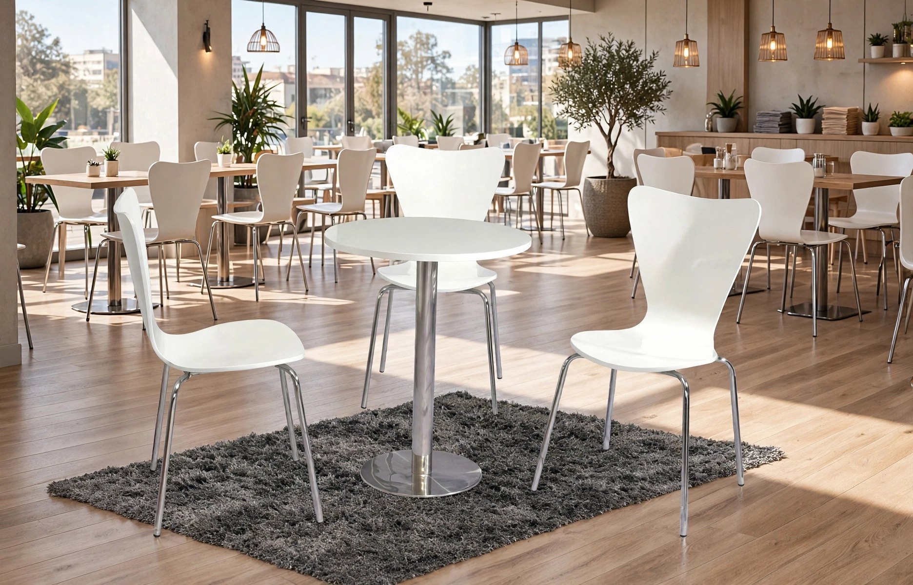 Common Table and Chair Set (Model FOH-XM22-616) in a cafe