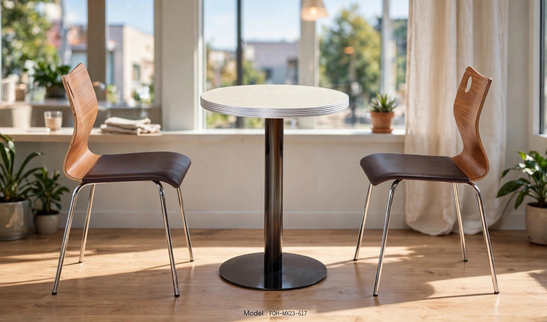 Common Table and Chair Set FOH-XM23-617 in a cafe