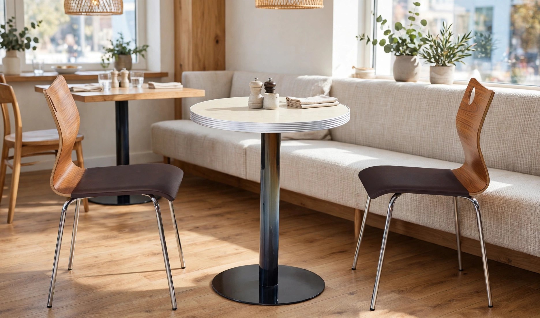 Common Table and Chair Set FOH-XM23-617 in a restaurant