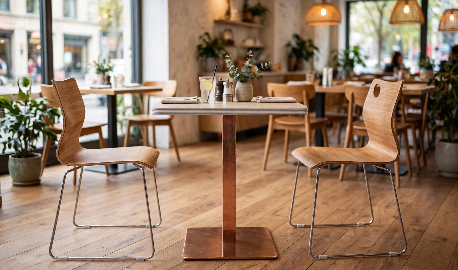 Common Table and Chair Set FOH-XM23-618 in a restaurant