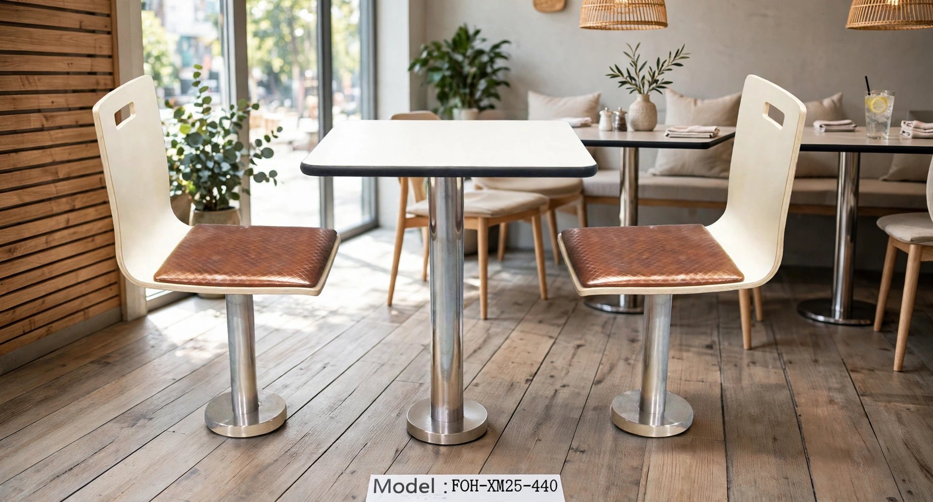 Common Table and Chair Set FOH-XM25-440 in a cafe