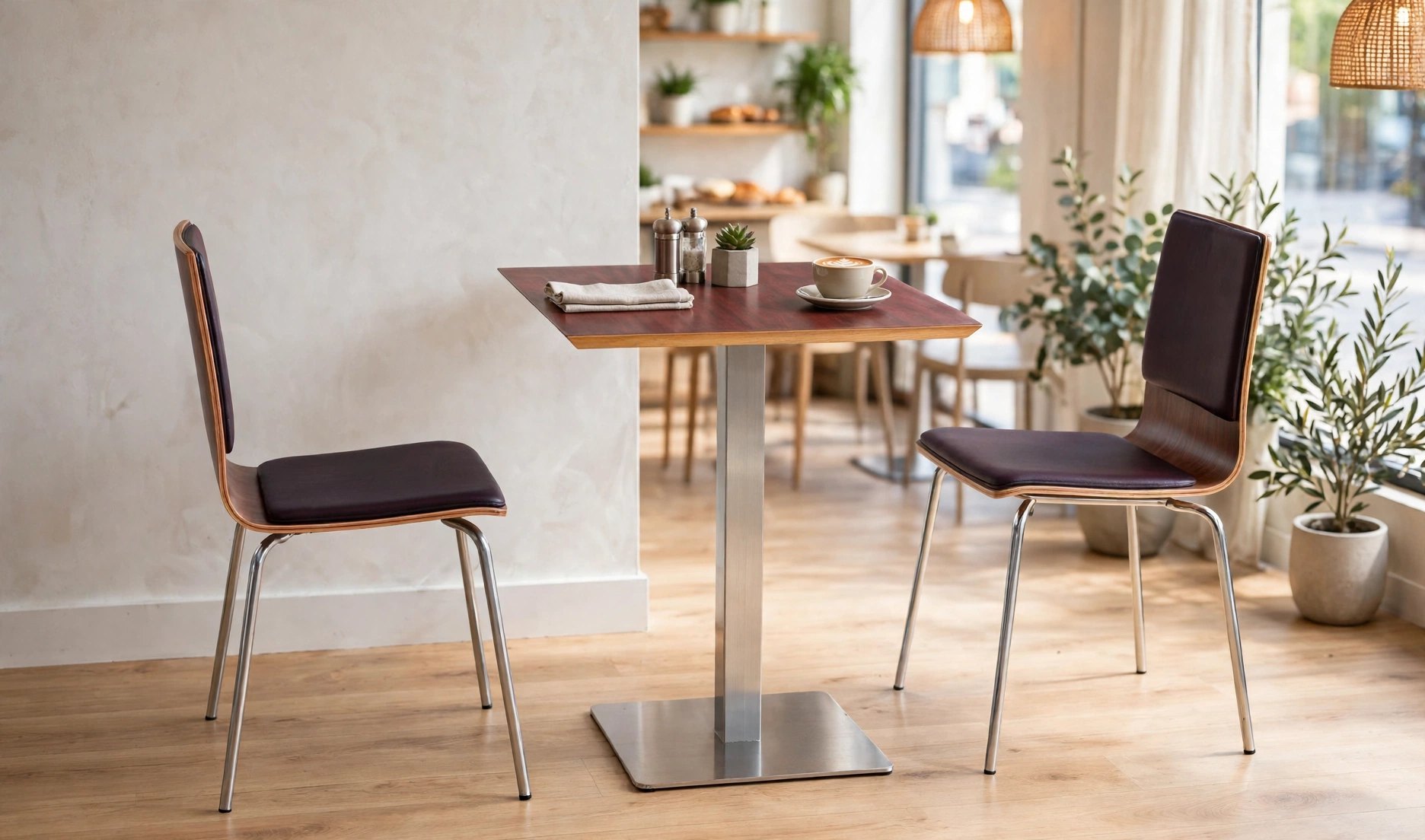 Common Table and Chair Set FOH-XM25-620 in a cafe