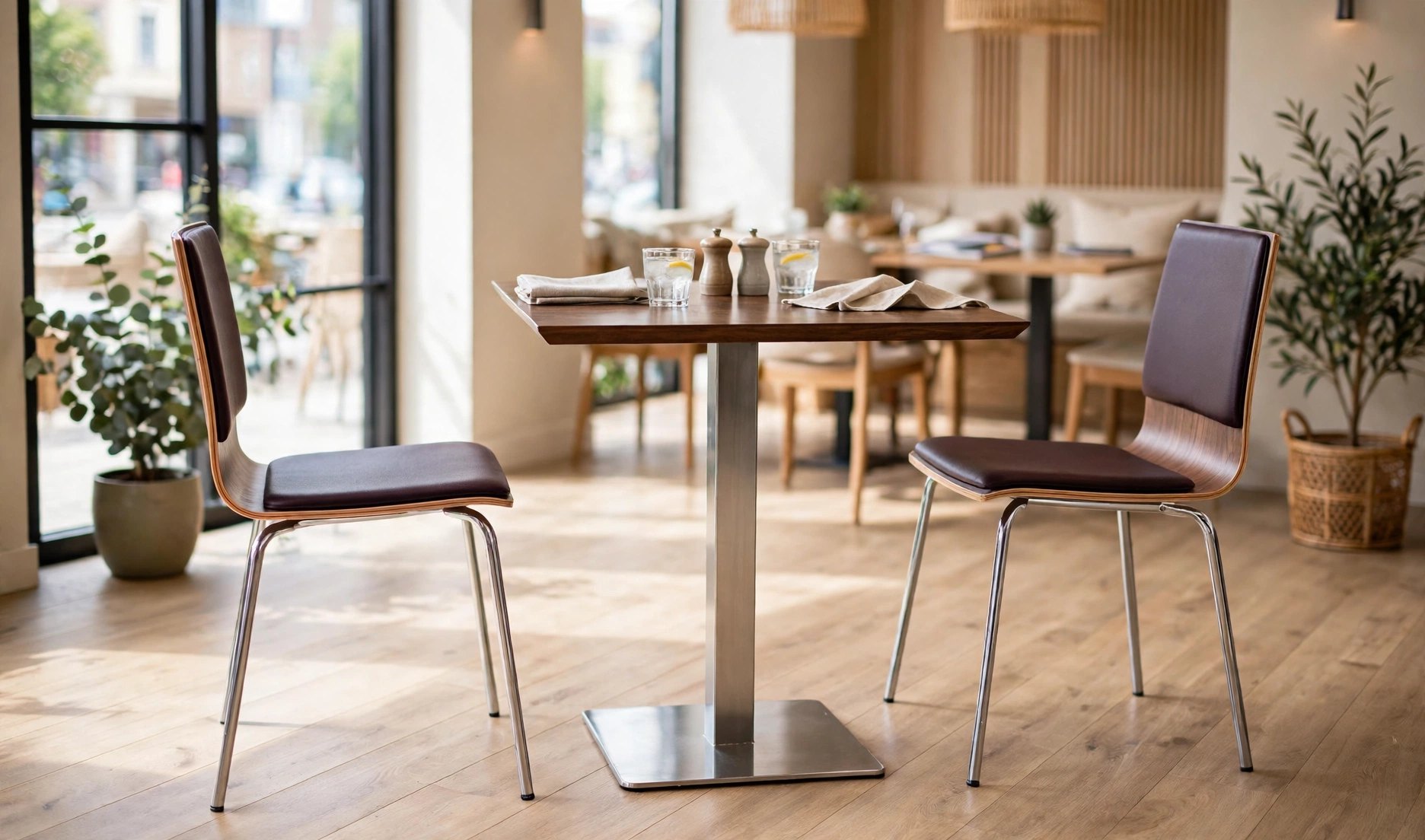 Common Table and Chair Set FOH-XM25-620 in a restaurant