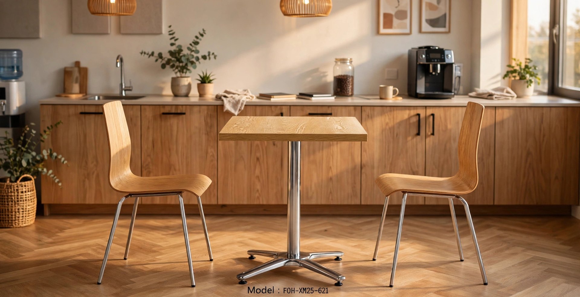 Common Table and Chair Set FOH-XM25-621 in an office break room