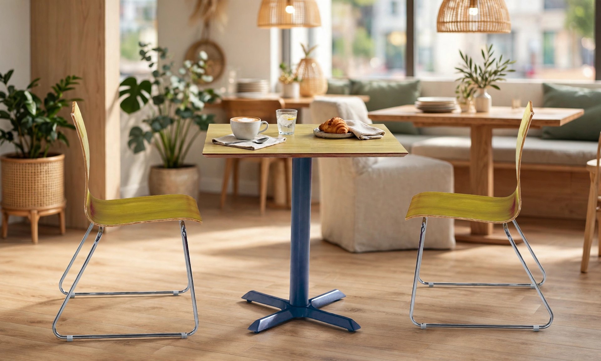 Common Table and Chair Set FOH-XM26-623 in a restaurant