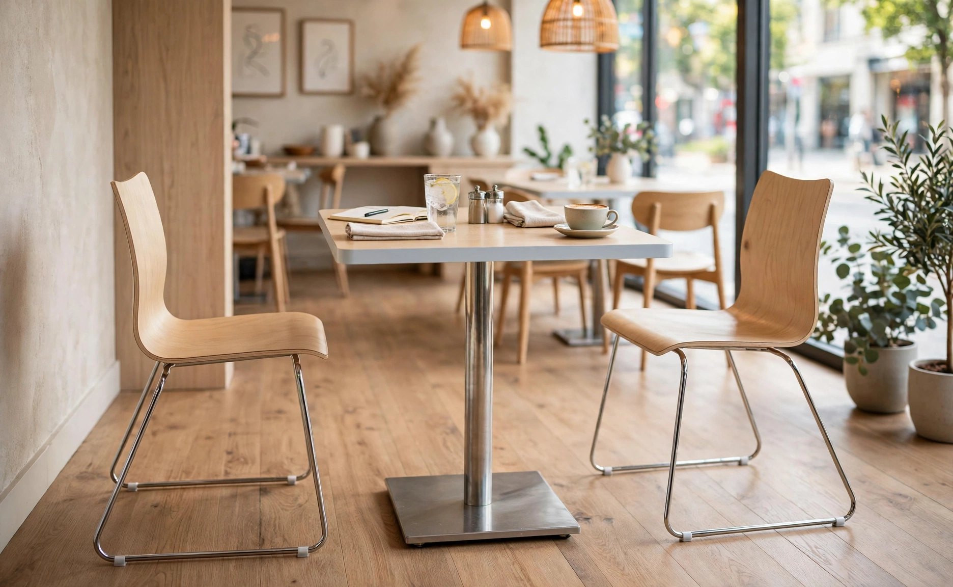 Common Table and Chair Set FOH-XM26-625 in a restaurant