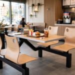Connecting Table and Chair FOHR68-850L in a fast food restaurant