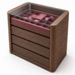 Executive Walnut Glass-Top Watch and Jewelry Display Cabinet