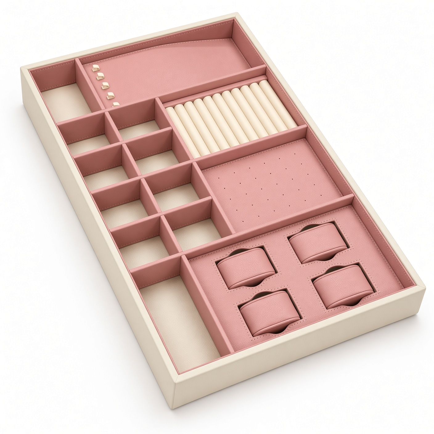 Blush Pink Leather Jewelry and Watch Drawer Organizer Insert