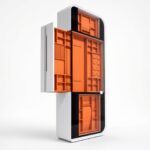 Luxury White Glass Front Jewelry Cabinet with Orange Interior