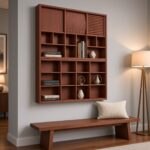 Cherry Wood Wall-Mounted Collector Display Cabinet Organizer