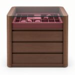 Executive Walnut Glass-Top Watch and Jewelry Display Cabinet