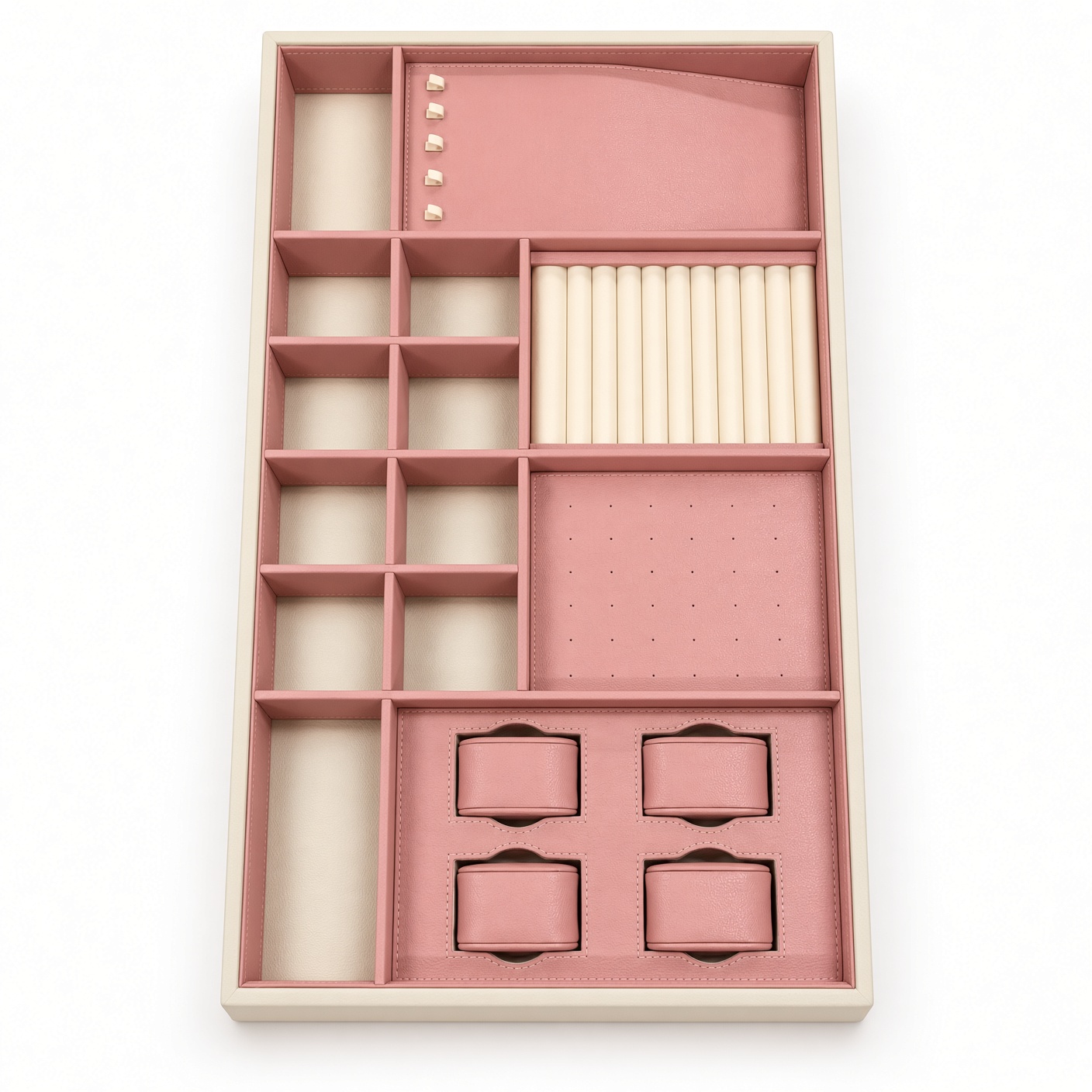 Blush Pink Leather Jewelry and Watch Drawer Organizer Insert