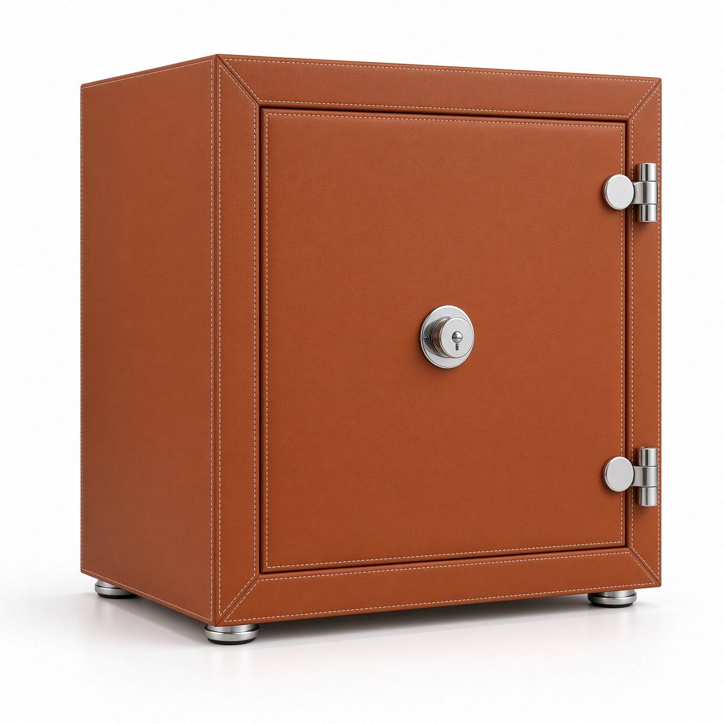 Executive Brown Leather 3-Watch Winder Safe with Storage Drawers