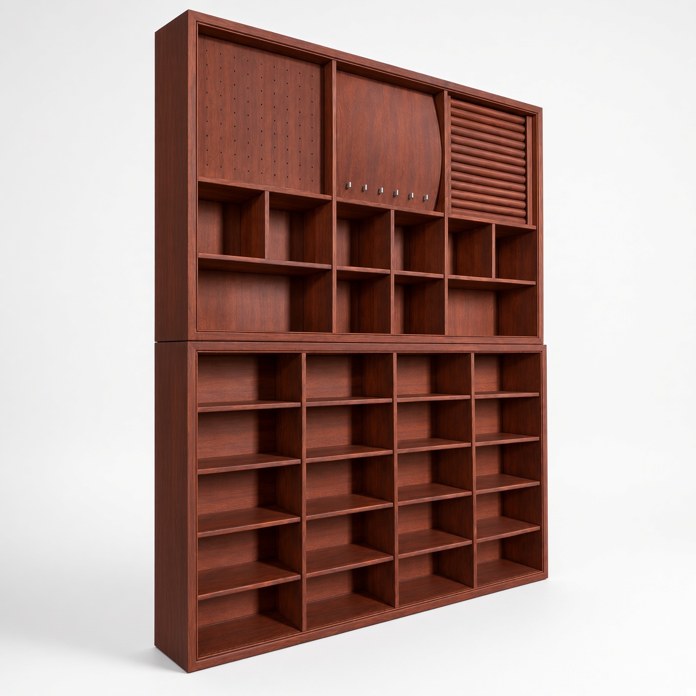 Cherry Wood Wall-Mounted Collector Display Cabinet Organizer