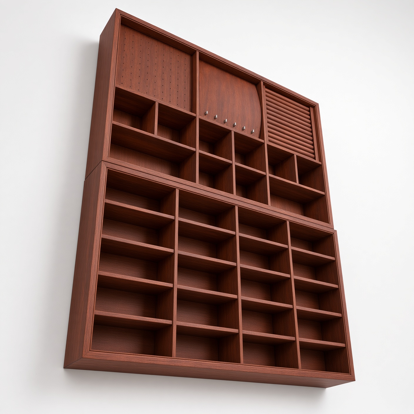 Cherry Wood Wall-Mounted Collector Display Cabinet Organizer