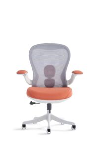Ergonomic White Mesh Task Chair Terracotta Seat Flip-Up Arms