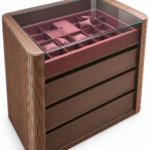 Executive Walnut Glass-Top Watch and Jewelry Display Cabinet