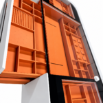 Luxury White Glass Front Jewelry Cabinet with Orange Interior