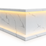 L-Shaped Reception & Cashier Counter Millwork with LED