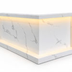 L-Shaped Reception & Cashier Counter Millwork with LED