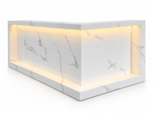 L-Shaped Reception & Cashier Counter Millwork with LED