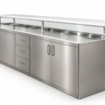 Commercial Food Prep Station Stainless Steel Quartz Sneeze Guard