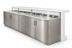 Commercial Food Prep Station Stainless Steel Quartz Sneeze Guard