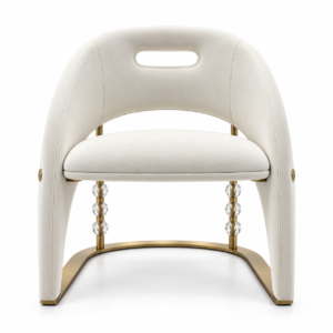 Ivory Sculptural Chair with Crystal Accents