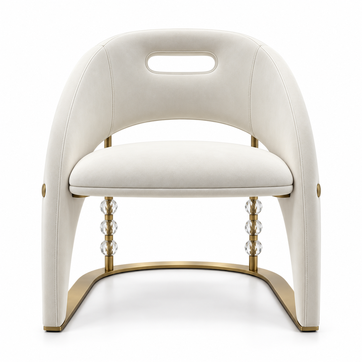 Ivory Sculptural Chair with Crystal Accents