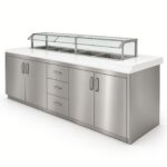 Commercial Food Prep Station Stainless Steel Quartz Sneeze Guard