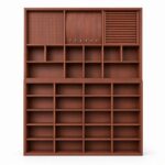 Cherry Wood Wall-Mounted Collector Display Cabinet Organizer