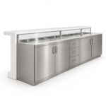 Commercial Food Prep Station Stainless Steel Quartz Sneeze Guard