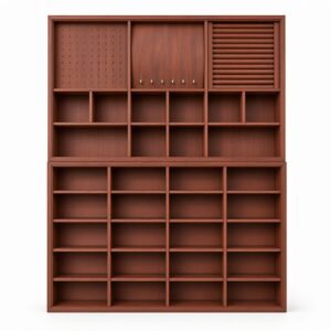 Cherry Wood Wall-Mounted Collector Display Cabinet Organizer