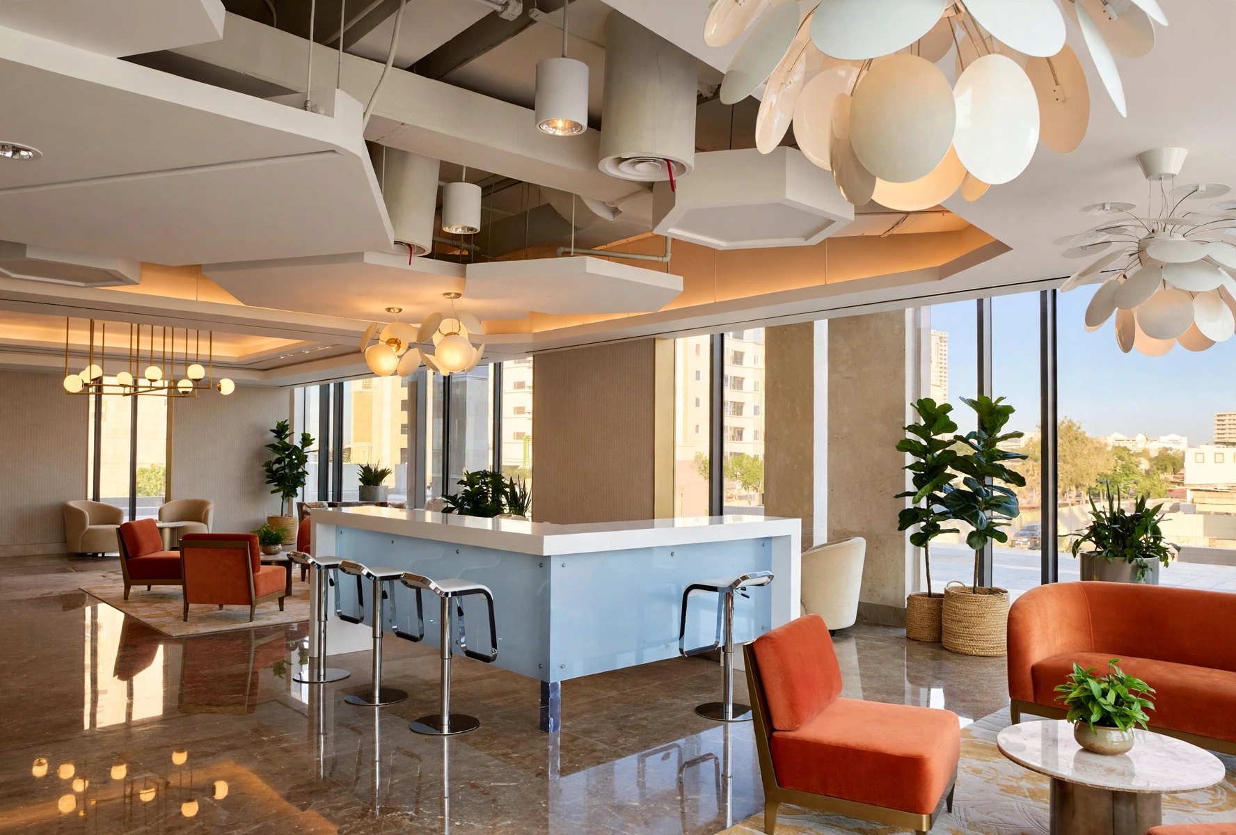 Reception Counter (Model 51) in an office lobby
